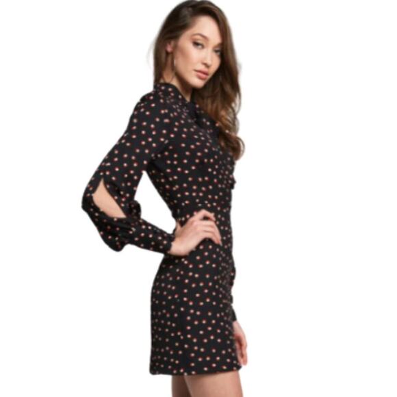 Bardot Tie Neck Mini Dress in Red Black SP NWT Size 4 - Picture 2 of 3